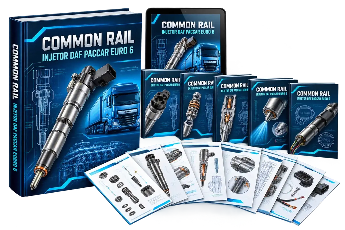 Mockup dos e-books sobre o injetor Common Rail DAF Paccar Euro 6